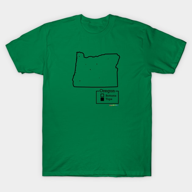 Oregon Bottoms / Tops Map T-Shirt by GayOleTime